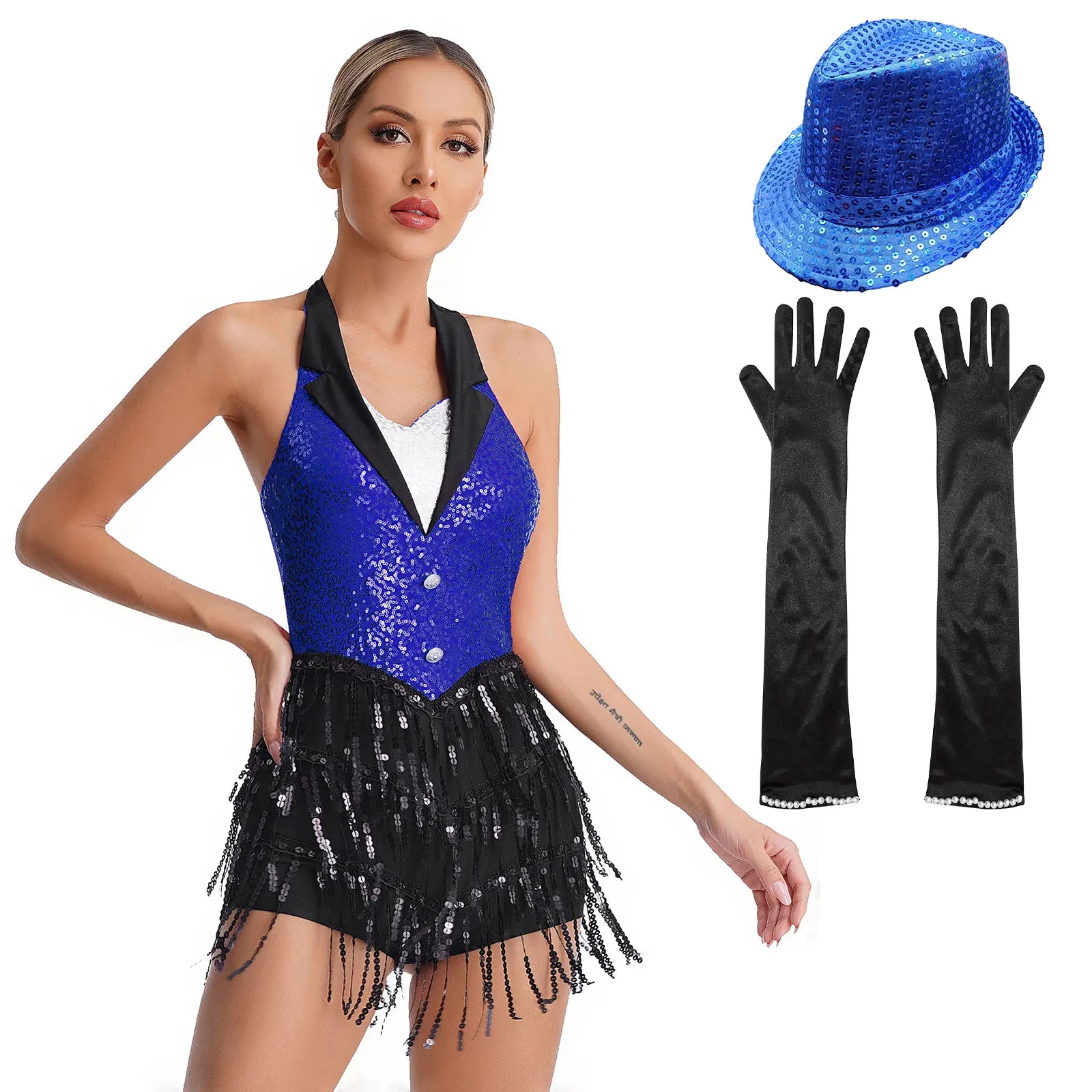 Abito Da Danza Asimmetrico Donna Con Strass – Per Latino Americano, Rumba, Salsa, Valzer E Tango