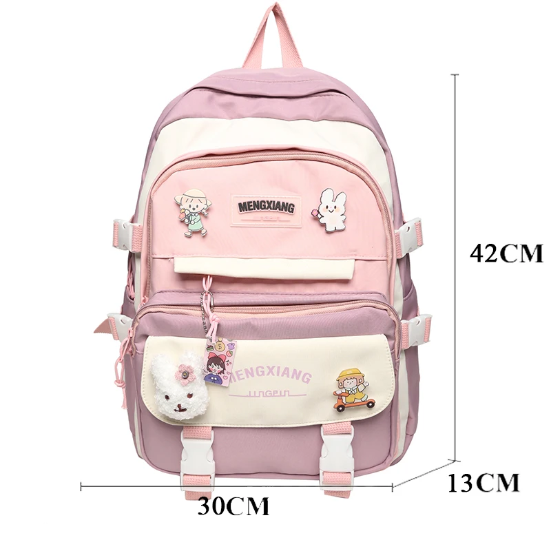 Comfortable Backpack Harajuku College Cute Student Ladies Fashion Women Bag Book School Waterproof New Nylon Girl Colourful