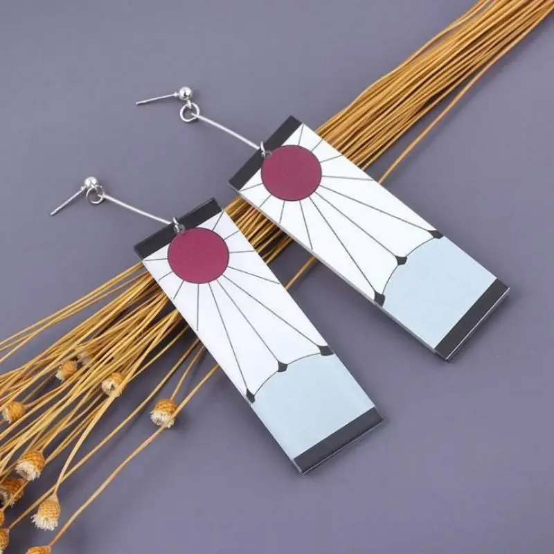 Anime Demon Slayer Charm Earrings Earrings Sun Goddess Tanjiro Personality Wild Earrings Ear Clips Party Accessories 5