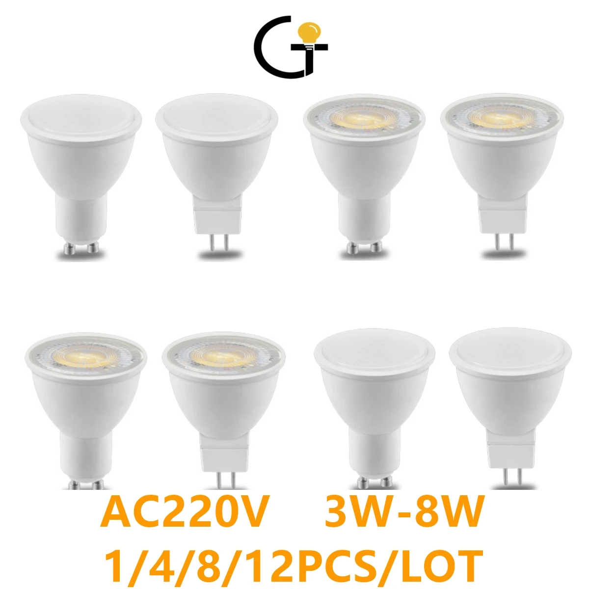 1-12pc LED spotlight GU10 MR16 GU5.3 AC220V Super bright warm white light replacement 50W 100W halogen lamp suitable for kitchen