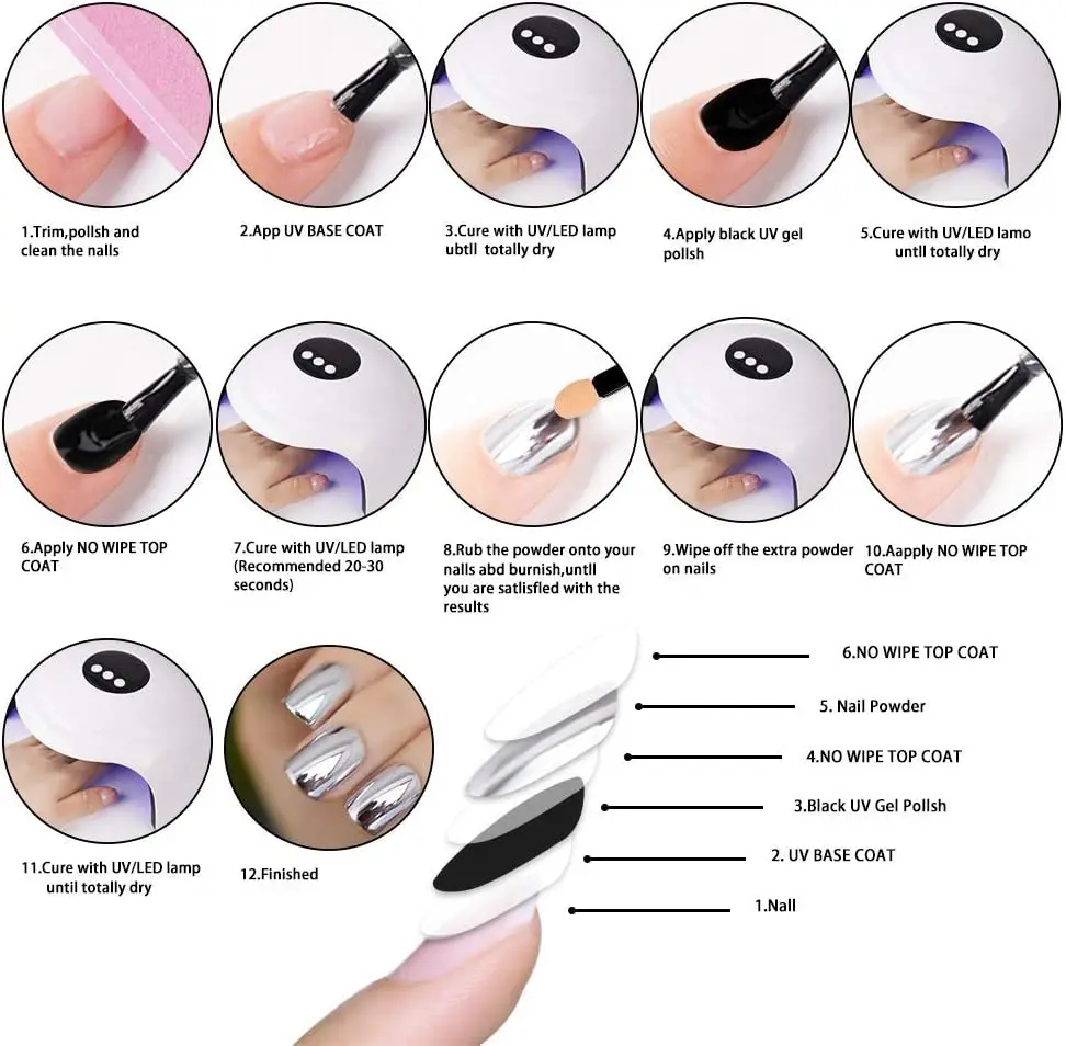 Nail Glitter Mirror Powder Chrome Dust Pigment 19Colors 0.5g Paint Dip Metallic Shiny With Magic Effect Dust 1pc nail powder,nail pigment,nail glitter,nail decoration,nail decorations