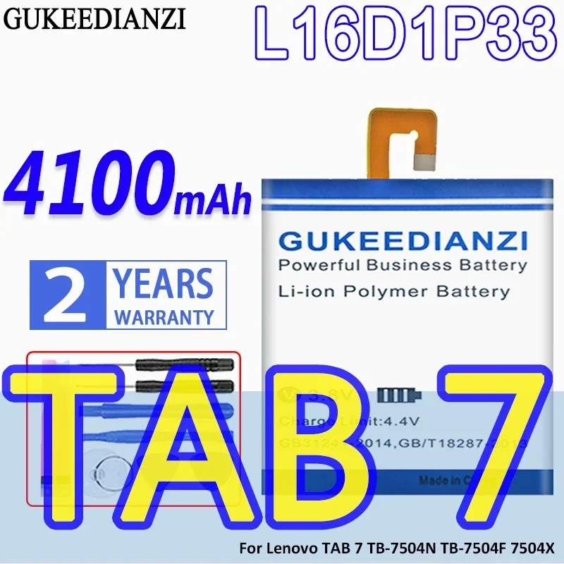 

Аккумулятор GUKEEDIANZI большой емкости L16D1P33 4100 мАч для Lenovo TAB 7 TB-7504N TB-7504F 7504X TAB7