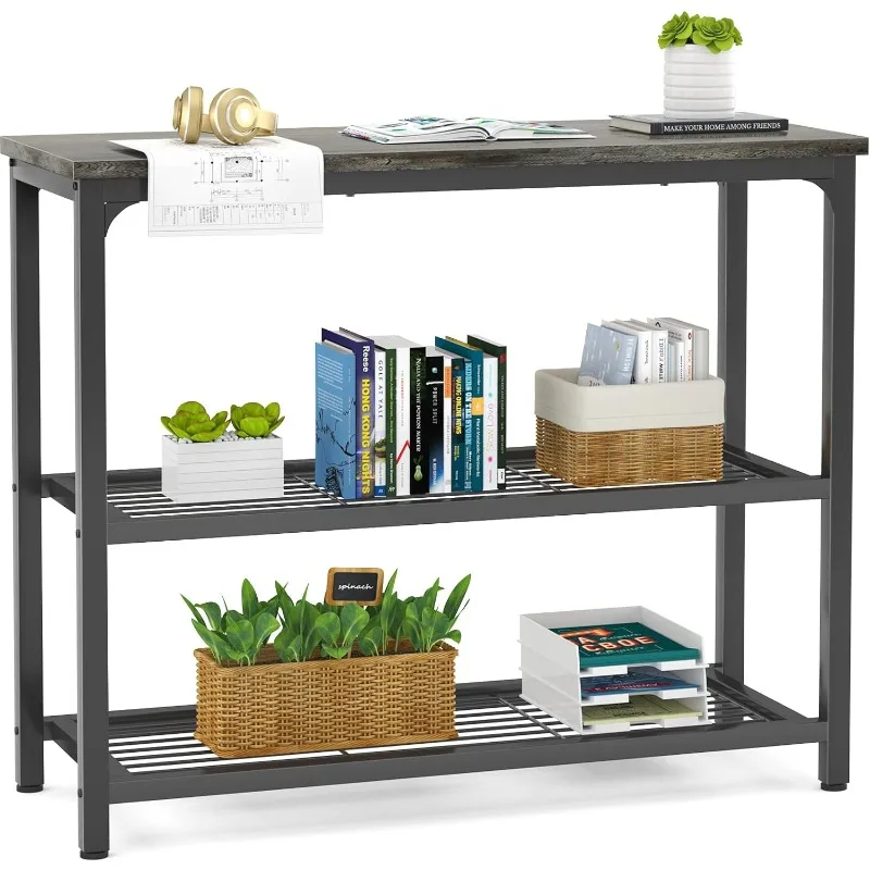 

Ecoprsio Small Console Table, Sofa Table with Double Mesh Shelves, Modern Entryway Table for Entryway hallway console table