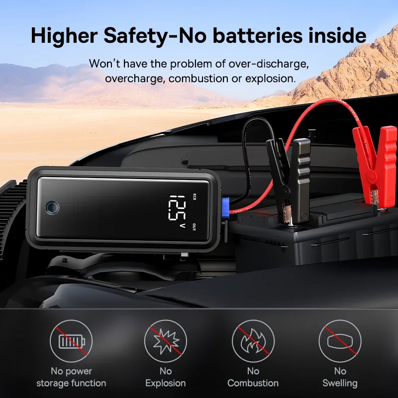 Baseus 3000A Super Capacitor Avviatore di emergenza per auto Avviamento per auto portatile Batteria meno Caricatore per dispositivo booster per auto per dispositivo di emergenza - immagine 4