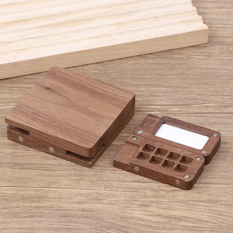 Portable Watercolor Palette Paint Box Handmade Empty Box Mini Black Walnut Palette Acrylic Paint Portable Watercolors
