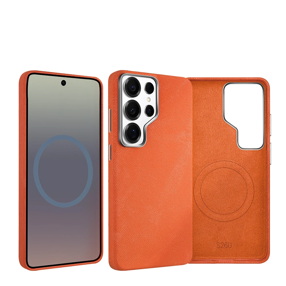 Vietao Microfiber Cell Phone Case with Magnetic Wireless Charging and Metal Camera Lens Protector