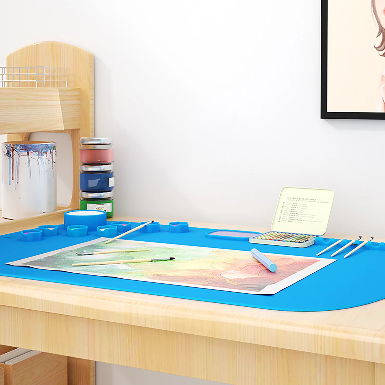19.6*11 Inch Swater Media Mat Non-Stick Silicone Craft Mat Painting Pad Ink Blending Watercoloring Stamping Crafting Tool