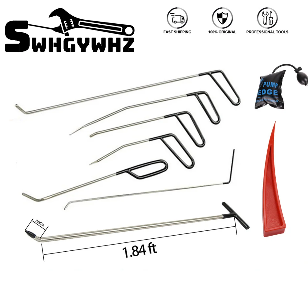 

Dent Removal Rods Tools Dent Repair Kit Rod Whale Tail with Air Wedge Alignment Tool for Car Dents Hail Damage Removal