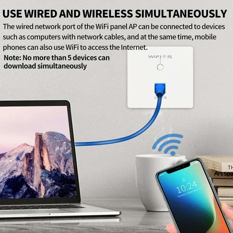 Dual Antenna Gigabit WIFI Router Panel Socket 1000Mbps 4/8/16Port Gigabit Switch for Signal Transmission Home Office 3