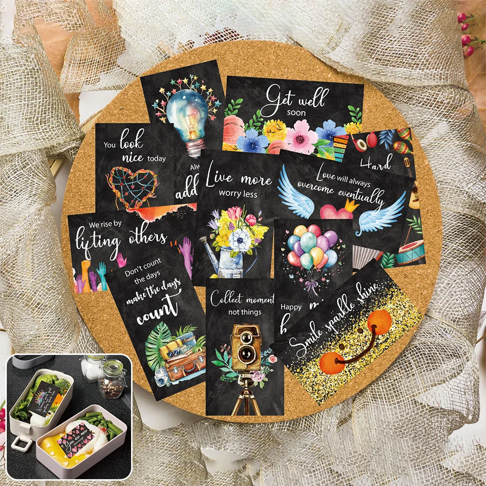 50pcs Lunch Box Cards Motivational Quote Encouragement Cards Premium Clear Printing Inspirational Cards For Encouragement