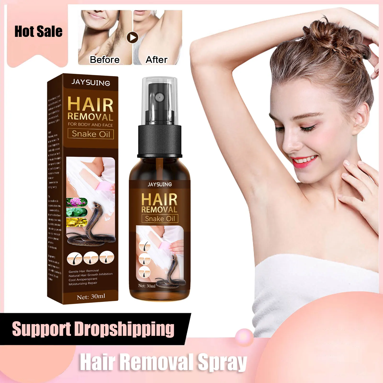 

Hair Removal Spray Painess Non Irritating Hair Growth Inhibitor Armpit Leg Permanant Smooth Skin Nourishes Depilation Spray 30ml