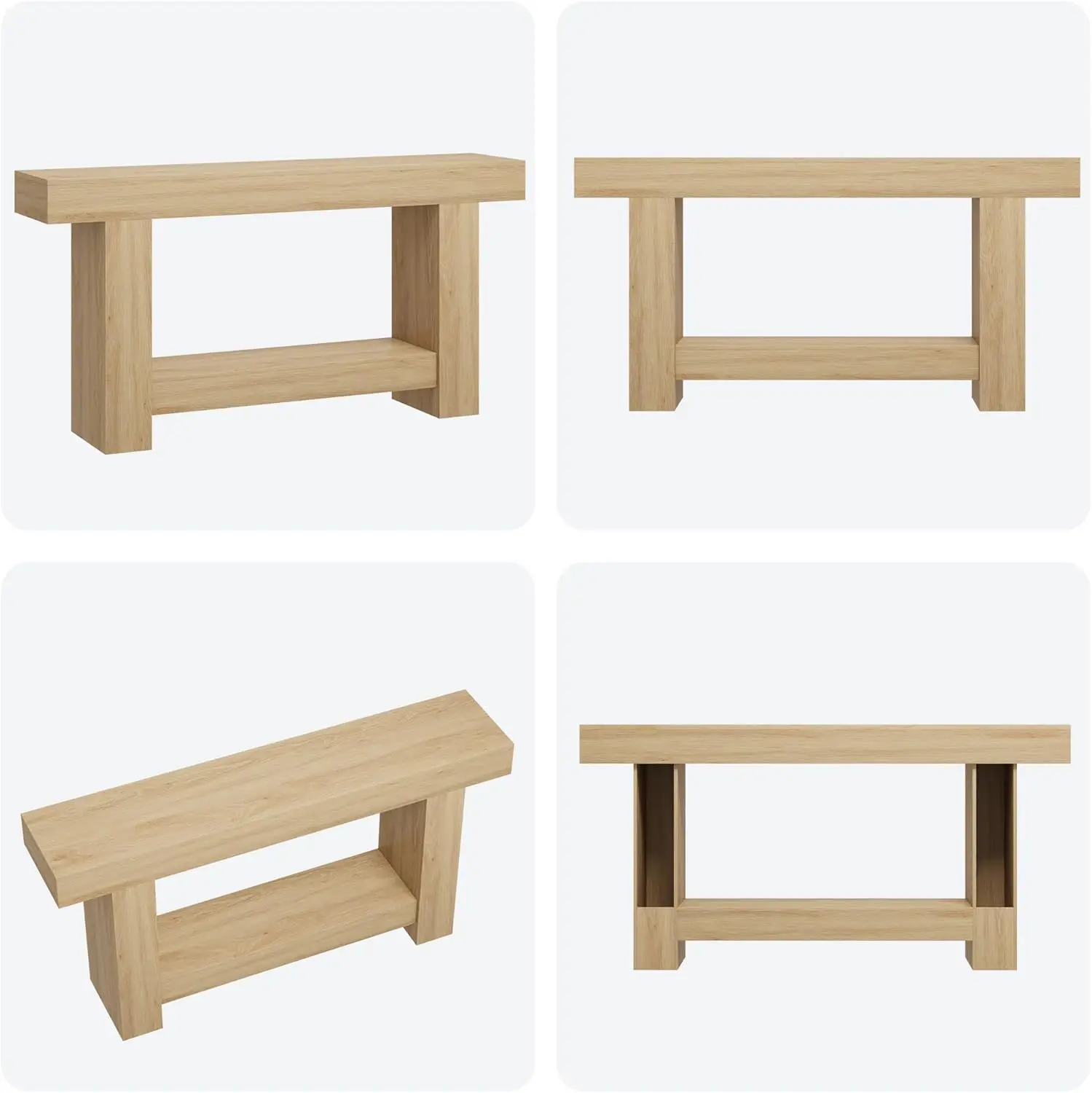 120 cm/160 cm langer Bauernhaus-Konsolentisch aus Holz, 2-stöckig, großer Sofatisch mit Stauraum für Wohnzimmer, Eingangsbereich, Flur – Detail 16