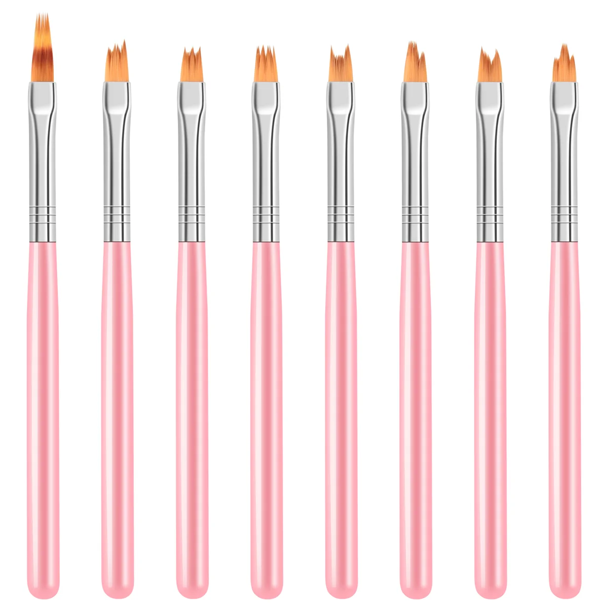 

8Pcs Color Paint Pen Set Pink Petal Pen Nail Brush Short Nail Brush