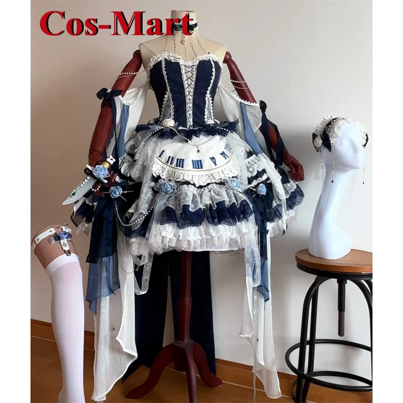 Cos-Mart 게임 동방 프로젝트 이자요이 사쿠야 코스프레 의상, 화려하고 우아한 웨딩 드레스 활동 파티 역할 놀이 의류