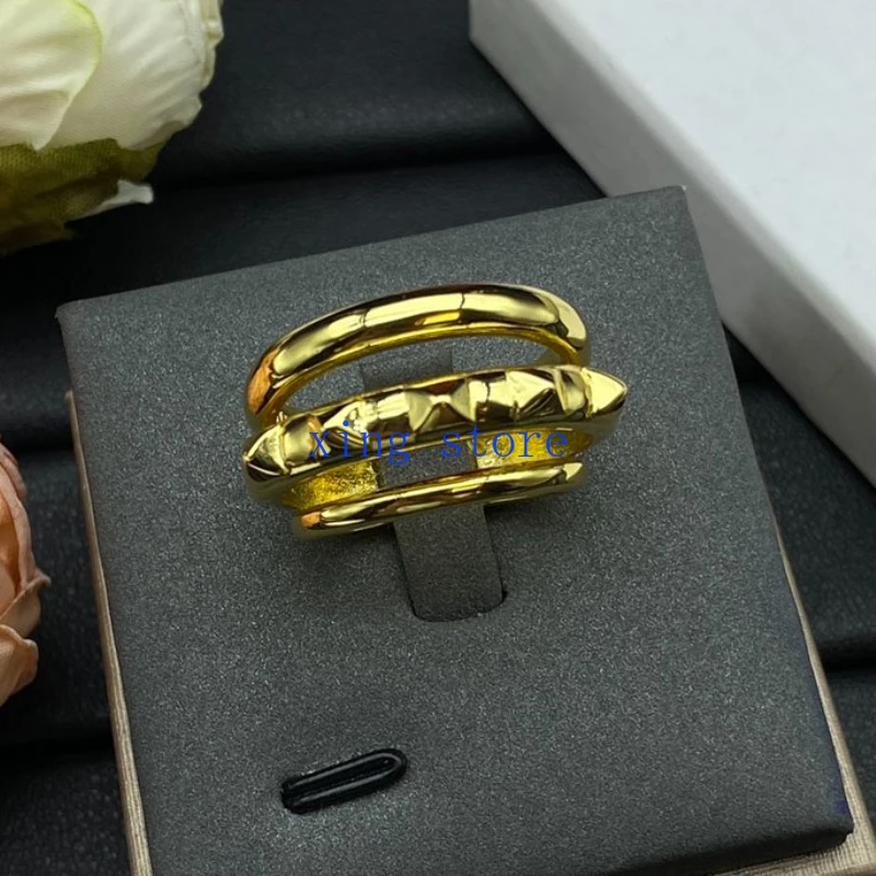 2024 Fashion New Classic Round Double Layer Geometric Women's Ring