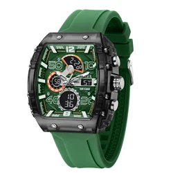 SMAEL Waterproof Dual Display Square Luminous Men's Watch (ARMY GREEN)