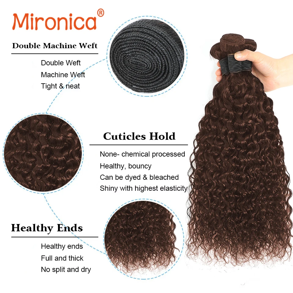 Chocolate Brown Water Wave Brazillian Human Hair 3/4 Bundles Deal Human Hair Weaving Wefts Remy Human Hair Extensions for Women 3