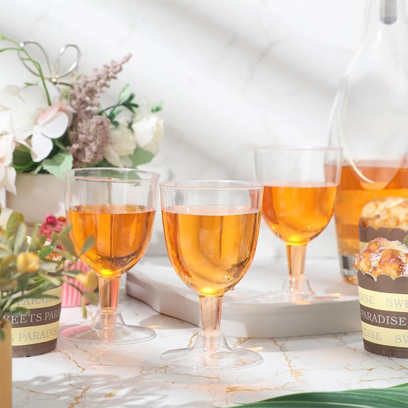 50pcs Champagne Flutes 5oz Reusable Disposable Cups Transparent Wine Mug for Party Wedding Glass Premium Heavy Duty Fancy Cup