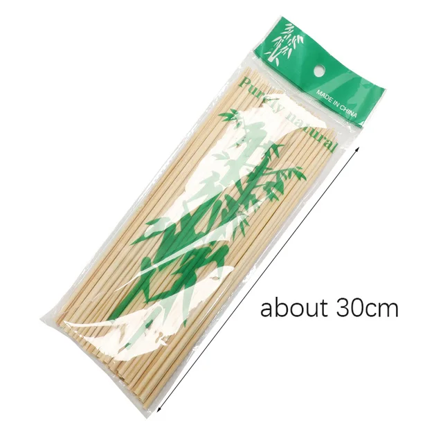 100Db/Csomag 30 Cm Bbq Bambusz Nyárspálcák Party Eldobható Hosszú Botok Grillnyílások Vendéglátó Grill Kemping Étkezési Eszközök - Image 6