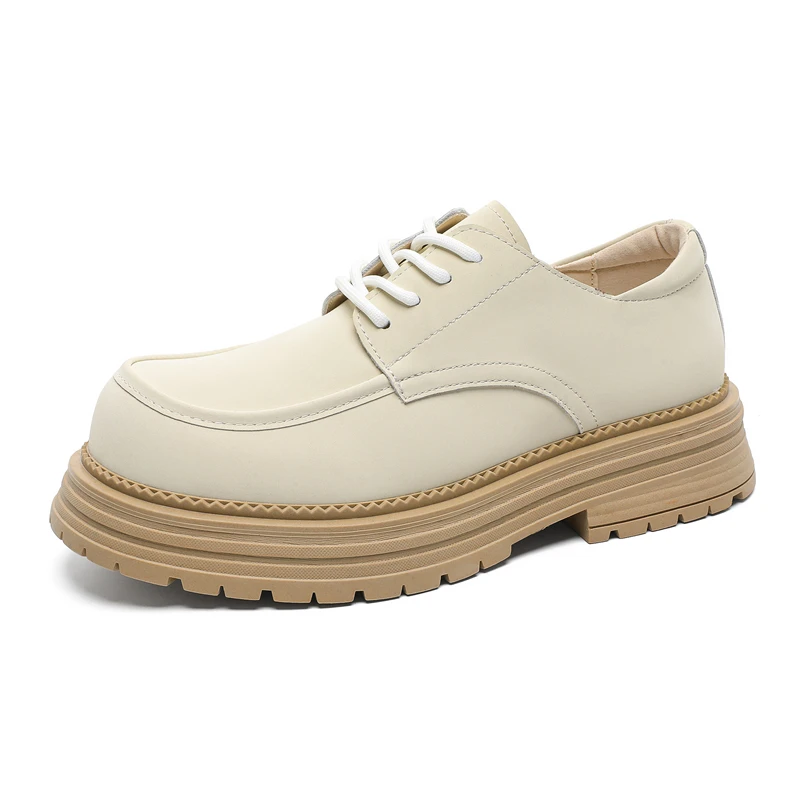Men's Minimalist Leather Shoes With Thick Sole For Outdoor Work_voghion.com