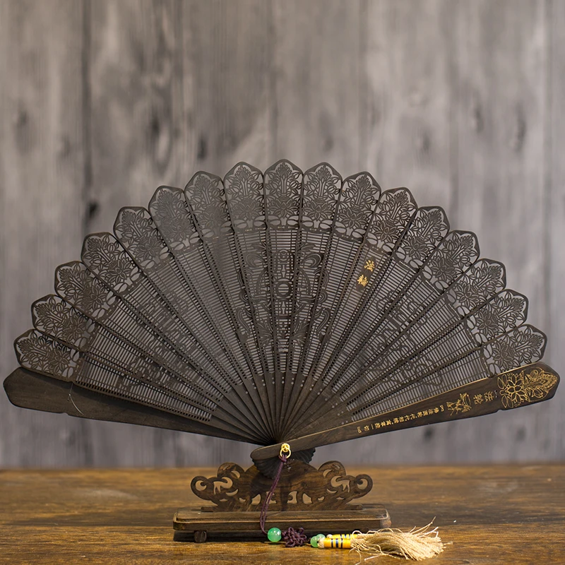 

Folding Fan Home Decoration Ornaments Hand-carved Craft Fan Office Lucky Decoration Collection Gift Sandalwood Wedding Fans