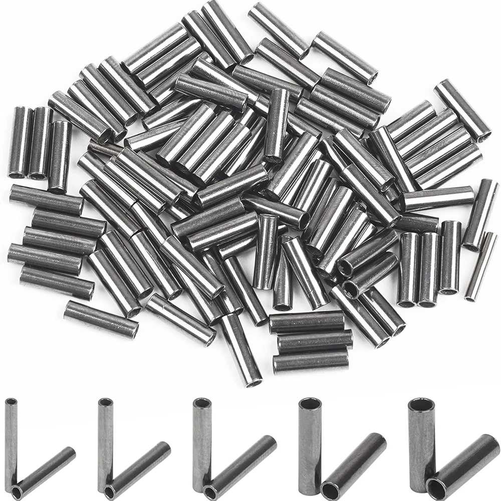 Kit 100 manchons de sertissage pour câble pêche - Barrel crimp sleeves 1.0-3.2# pour montages acier