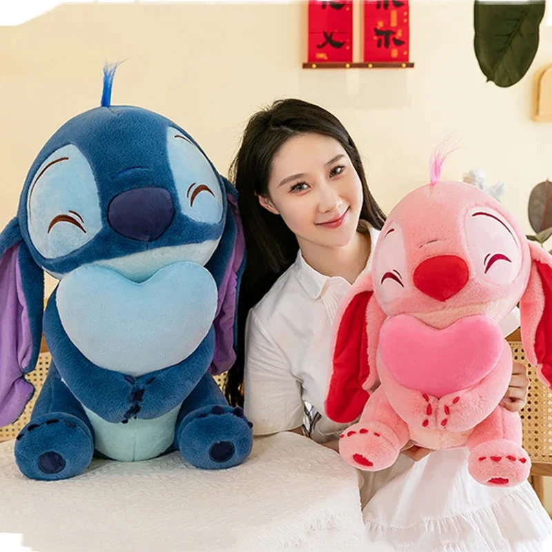 

Kawaii Lilo and Stitch Plush Toys Disney Cartoon Love Pink Cherry Blossom Anime Stich Doll Stuffed Plushie Soft Gift for Kids