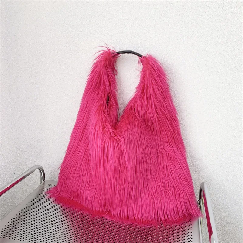 Luxury Fluffy Plush Women Shoulder Bag Soft Faux Fur Bags for Women Overlarge Handbag Winter Puffy Hobo Designer Shopper Tote