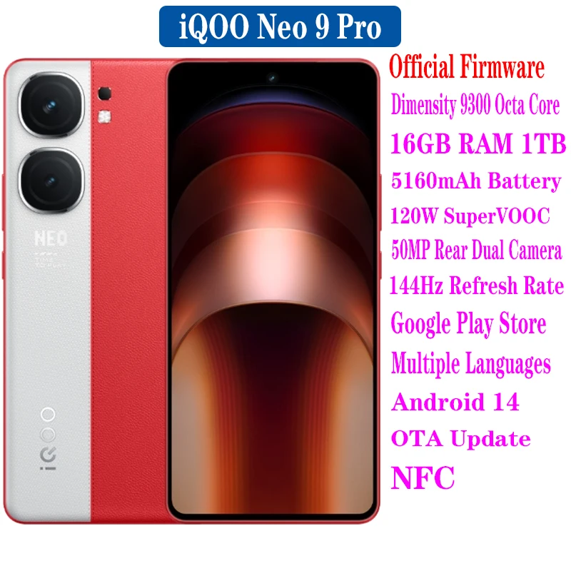 スマートフォン本体 iqoo neo 9 pro 512gb IQOO Neo 9 Pro 12GB + 512GB Red