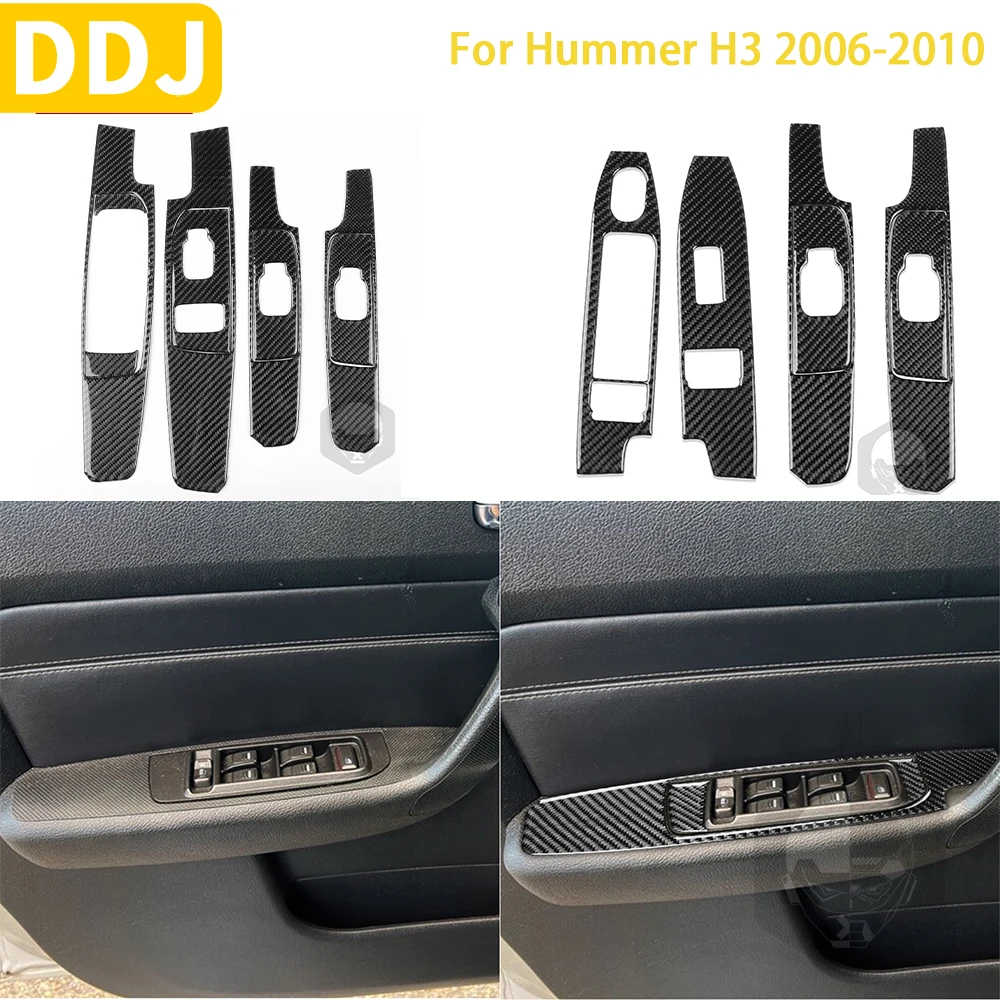 

For Hummer H3 2006 2007 2008 2009 2010 Accessories Carbon Fiber Car Interior Window Control Lifting Panel Sticker