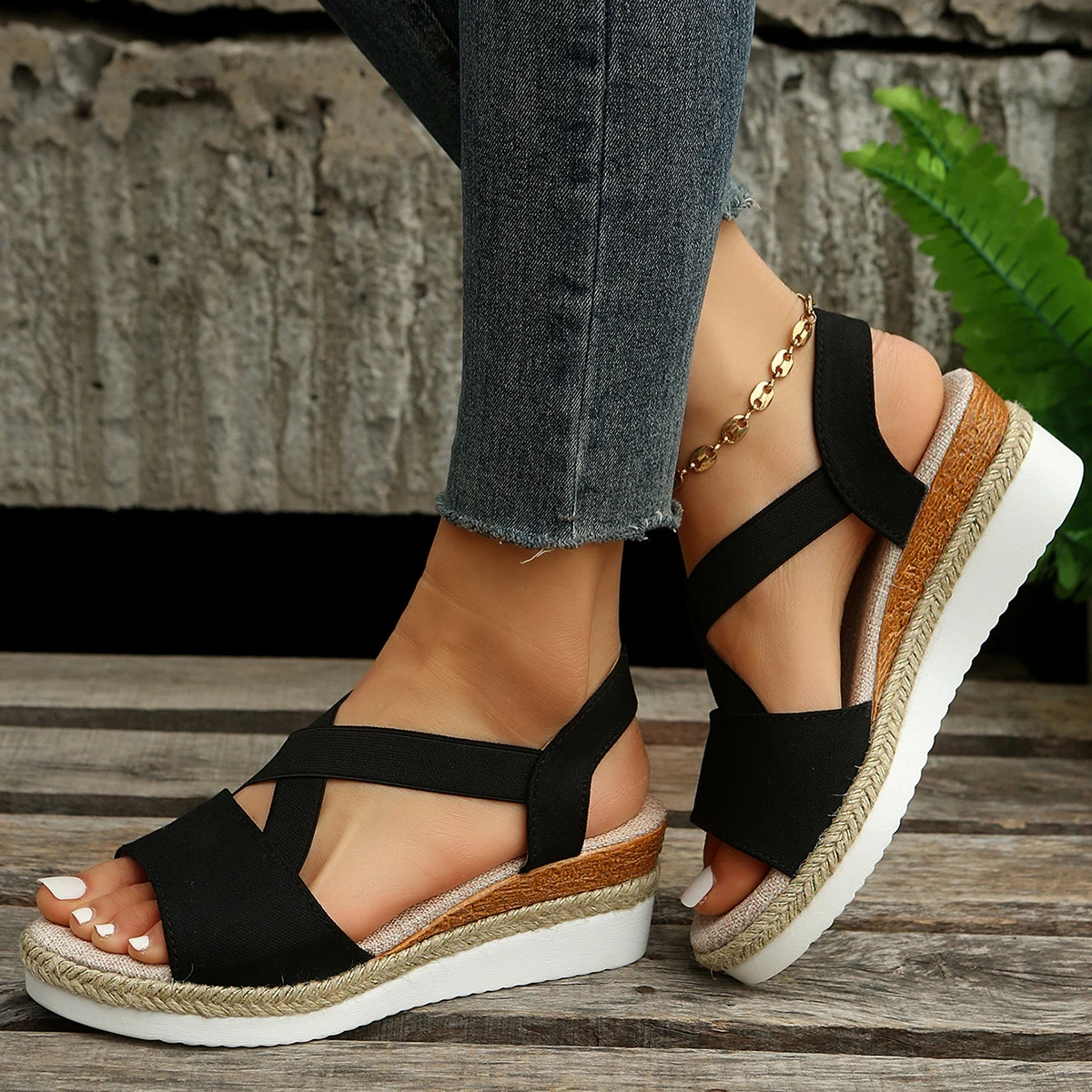 Woven Wedge Sandals