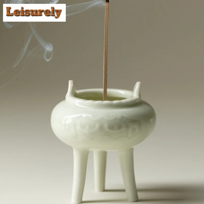 Little Bean Cyan Incense Holder Retro Mist Smoking Steamers Incense Burners Aromatherapy Censer Tea Items Accessories Ornaments