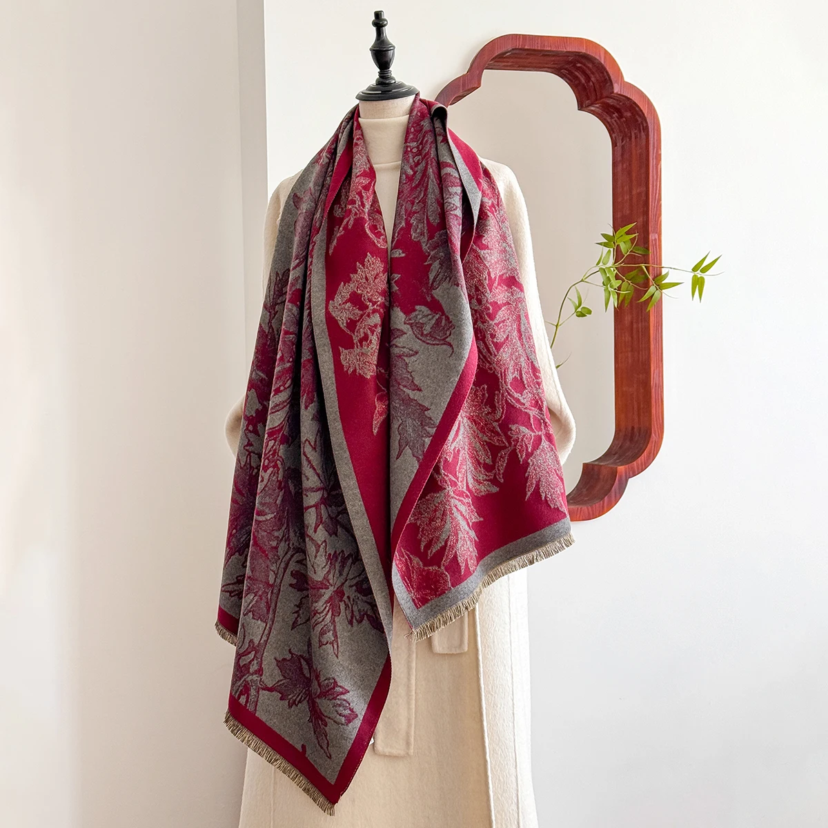 2025 Luxury Brand Winter Cashmere Scarf for Women - Retro Printed Shawl with Tassels, Warm Pashmina Wrap & Bandana Poncho