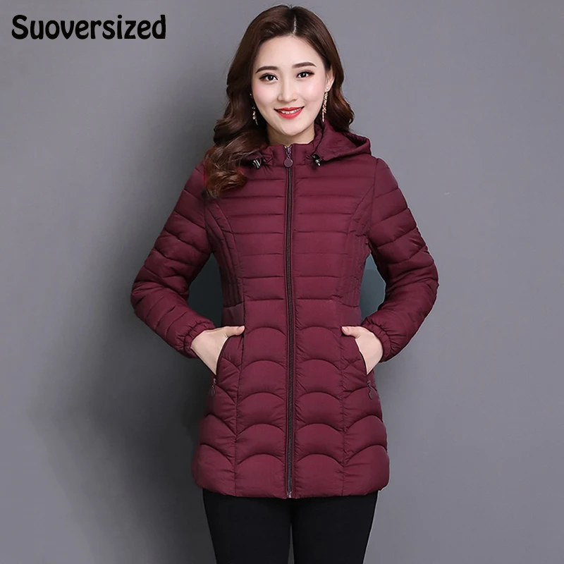 

Loose Hooded Thicken Parkas Elegant Cotton Padded Warm Snow Wear Jacket Korean Long Sleeve Women Winter Coat Oversized 6XL
