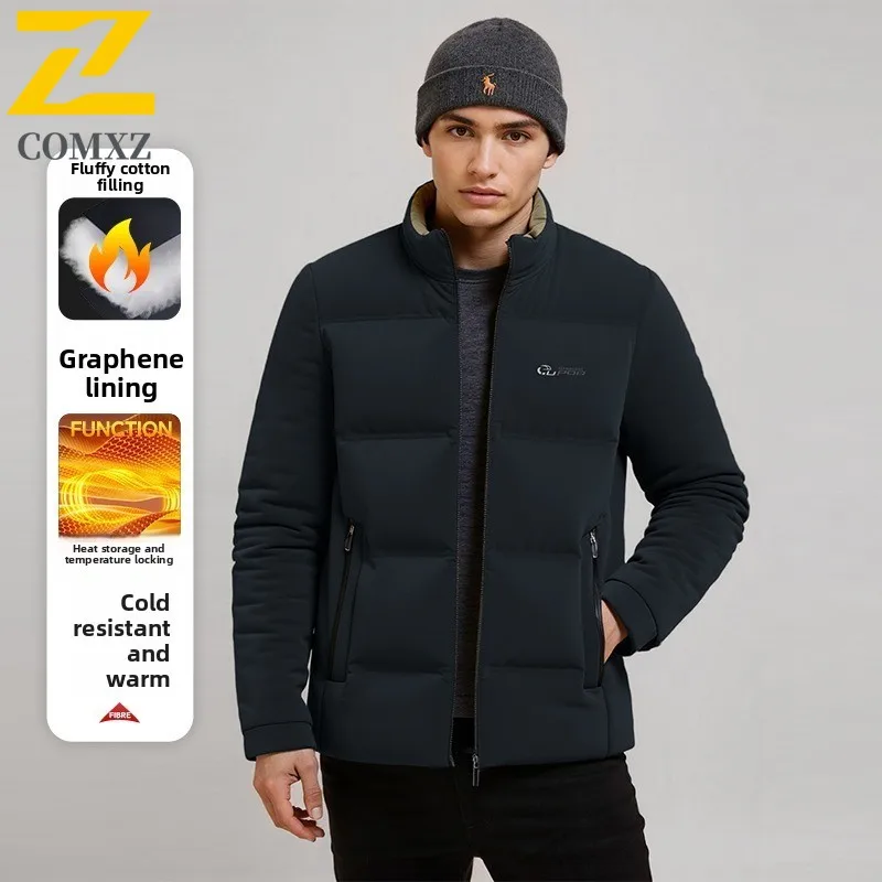 ​Men Thermal Cotton Jacke Winter Fashion Windproof Waterproof Solid Color American Style Casual Parka Multi-Pocket Outdoor Coat​