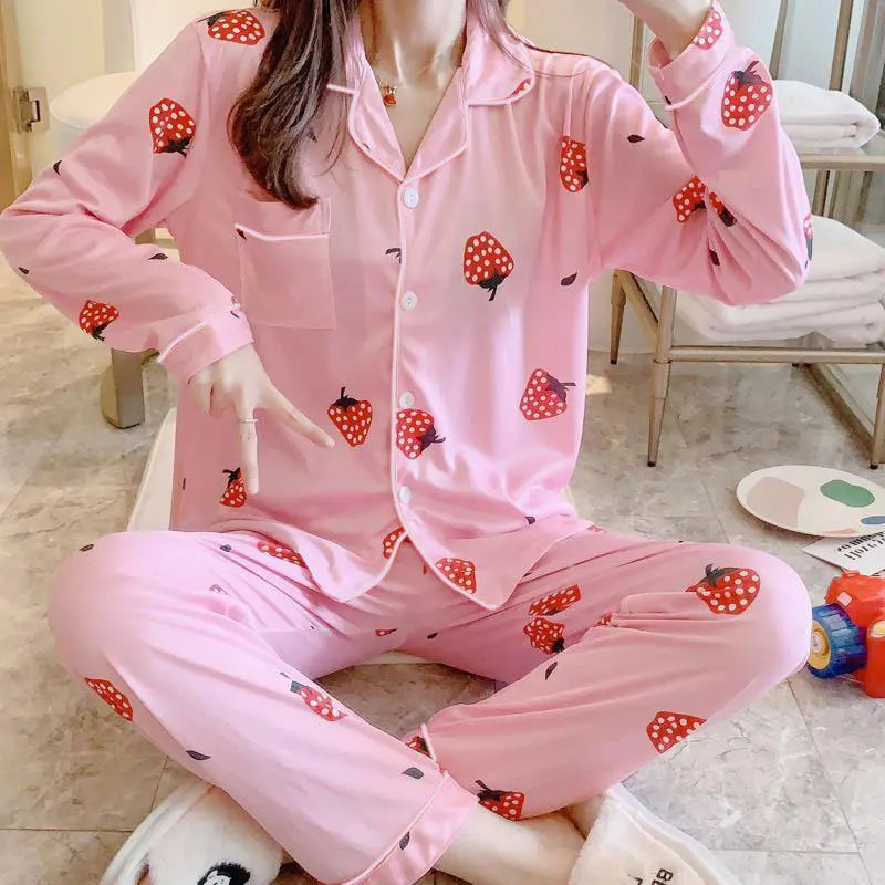 طقم بيجامات بأكمام طويلة للسيدات ، بيجامات للفتيات...