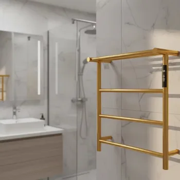 ราวแขวนผ้าเช็ดตัวแบบดิจิตอล สแตนเลสสีทองขัดเงา พร้อมระบบทำความร้อน ดีไซน์ทันสมัย ใช้ไฟฟ้า 1