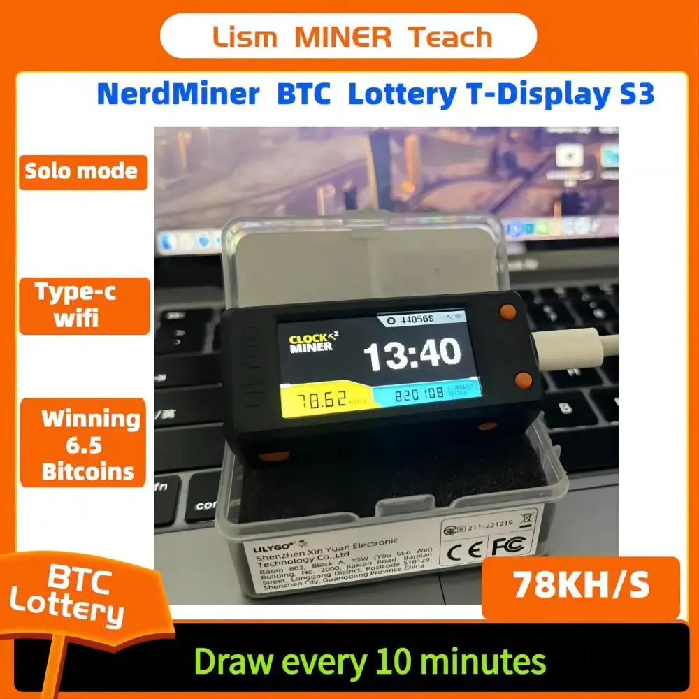 Nerdminer-bitcoin Solo Miner Lilygo Btc Nerd Miner Mineiro Solo v2 Plus 78 km s Novo