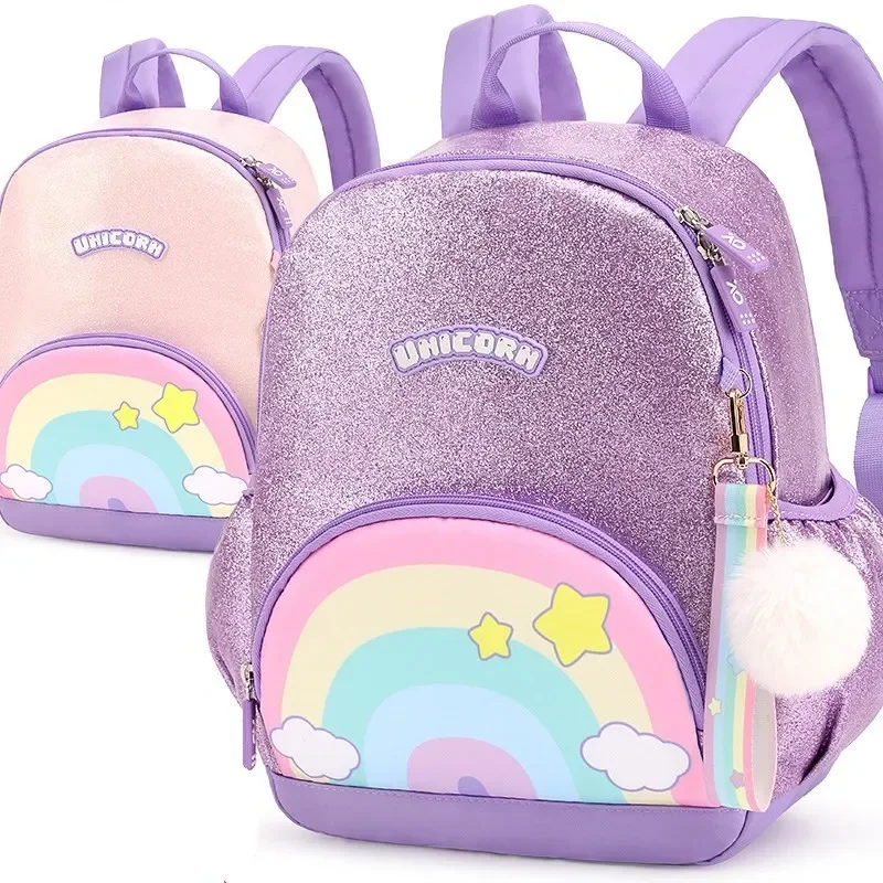 

Cute Unicorn Rainbow Purple Shining Backpack Kindergarten Preschool Backpacks Schoolbag Baby Kids Bag School Bags for Girls