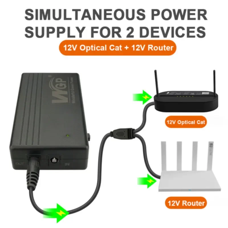 Mini UPS DC12V 2A Mini UPS Router Optical Cat Adapter Uninterruptible Power Supply with 6-8H WiFi 7800mAh Battery Capacity Standby