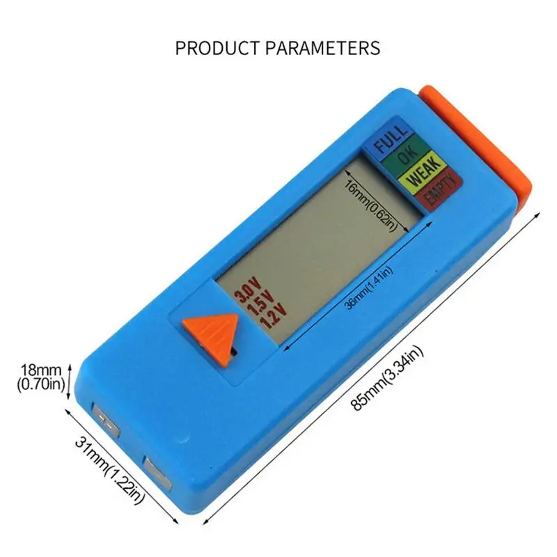 Battery Tester Digital Volt Checker Battery Tester LCD Display Leveling Monitor Button Checker