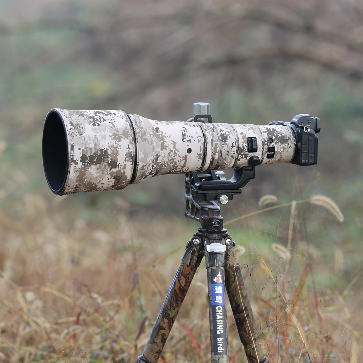 니콘 Z 800mm F6.3 VR S 방수 및 방우 렌즈 보호 커버 z 800 렌즈 커버용 CHASING BIRDS 카모플라쥬 렌즈 코트