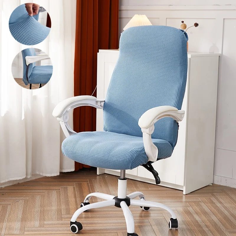 

Polar Fleece Office Chair Cover Solid Color Computer Chair Covers Stretch Armchair Slipcover for Living Room Study Gaming Chair