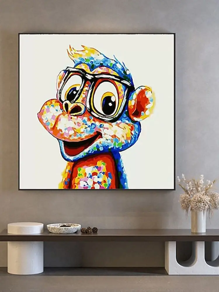 

Nursery Oil Painting Hand Painted Square Animals Pop Art The Living Room And Bedroom Are Luxuriously Decorated Stretched Canvas