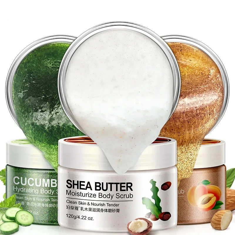 3pcs BIOAQUA Shea Butter Exfoliating body scrub Exfoliant Cream Moisturizing Smoothing Remove Dead Skin Exfoliator Skin Care