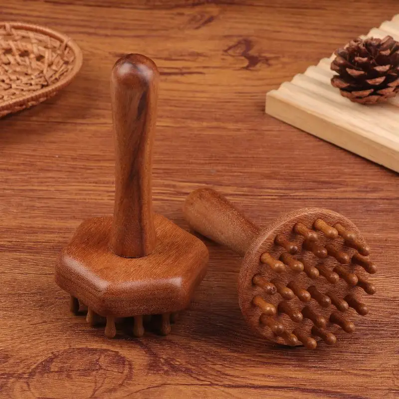 Portable Sandalwood Gua Sha Massage Tool Head Neck Leg Body Meridian Massager Lymphatic Muscle Relief Pain Deep Tissue Massage