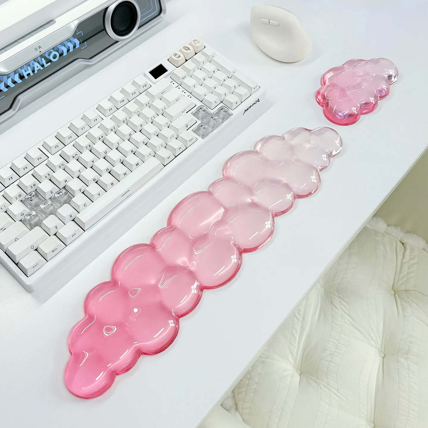 Cloud Wrist Rest for Keyboard and Mouse Clear Transparent Ergonomic Cute Mouse Wrist Pad Silicone Non-Slip Wrist Pad for Compute