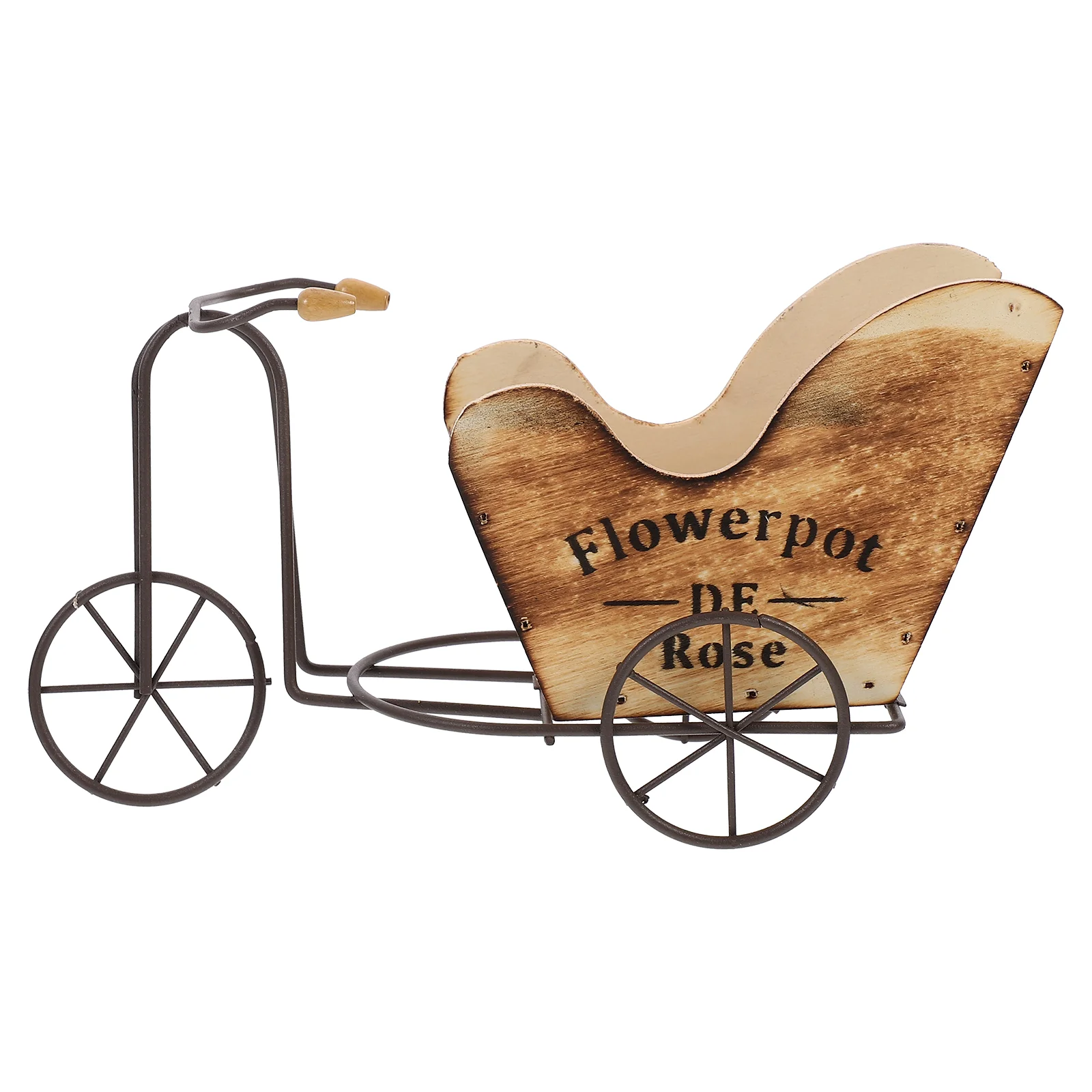 

Tricycle Stand Flower Pot Cart Holder Shape Garden Planters Rack for Patio Housewarming Gifts