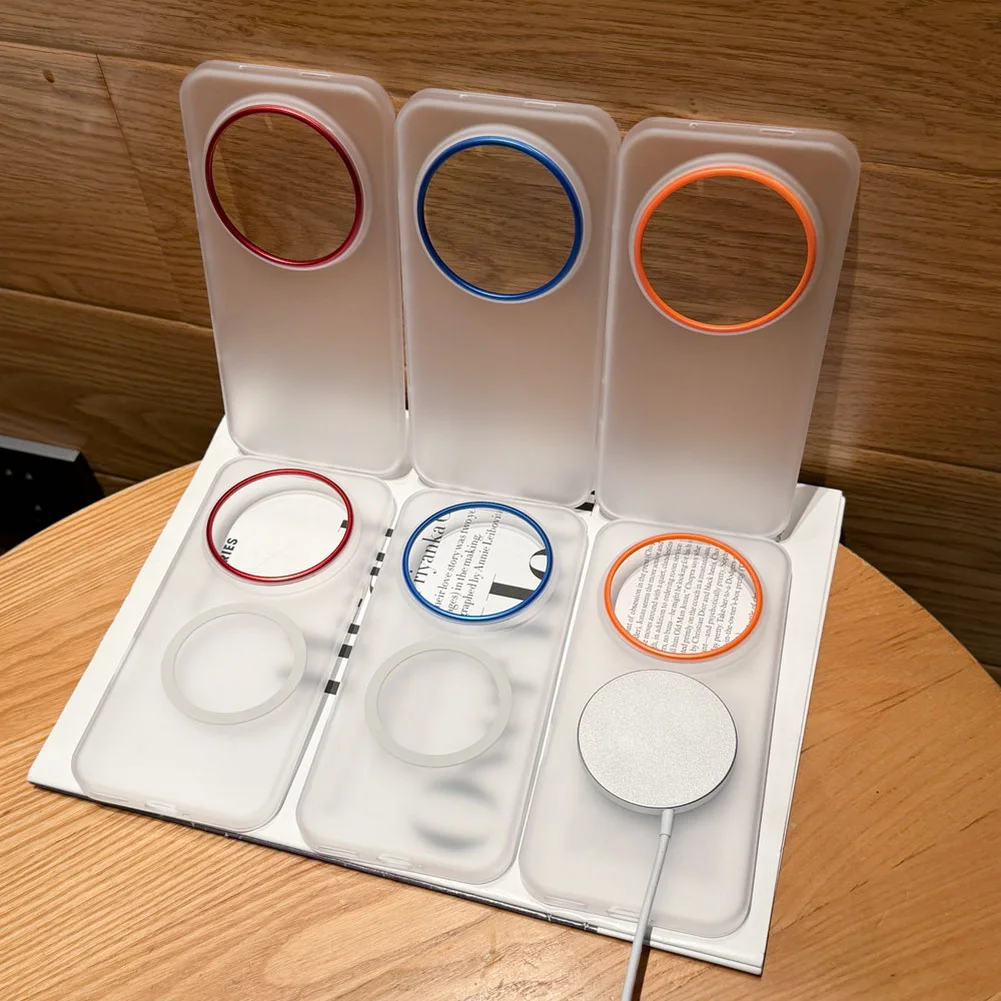Frosted Translucent Matte Case with Metal Camera Ring Protective Cover