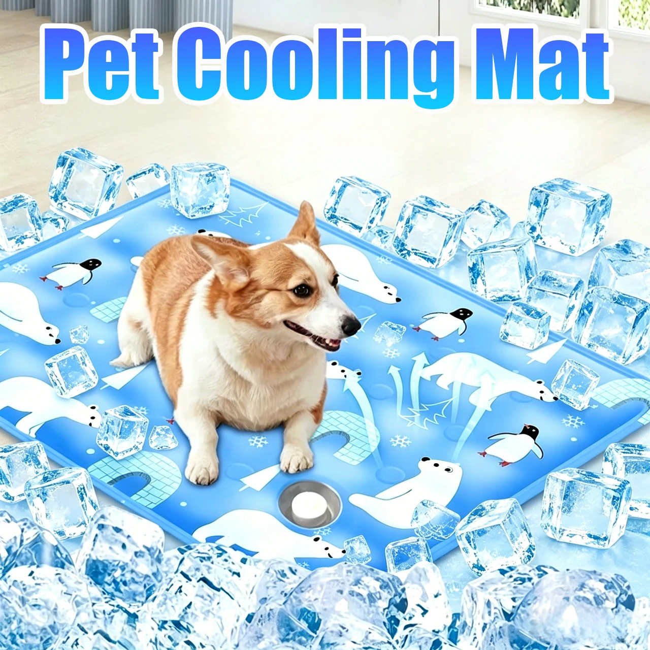 Floor Mat Cool Pet Cooling Mat Ice Gel Self Added Water Dog Cold Bed Mat Portable Durable Pet Ice Cushion For Small Big Dogs_voghion.com